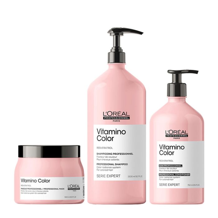 Serie Expert Vitamino Colour Shampoo 1500ml, Conditioner 750ml & Masque 500ml byL'Oréal Professionne
