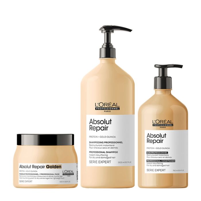 Serie Expert Absolut Repair Shampoo 1500ml,Conditioner 750ml & Masque 500ml by L'Oréal Professionnel